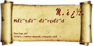Máté Árpád névjegykártya
