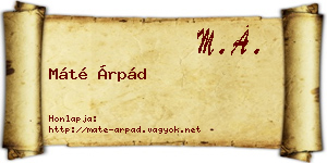 Máté Árpád névjegykártya